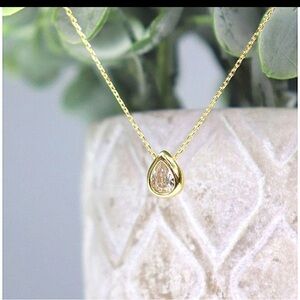 Gold Filled S925 Oval Simulated‎ Diamond Necklace, 16-18"
